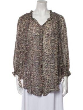 Isabel Marant Silk Printed Blouse Neutrals | Size: M